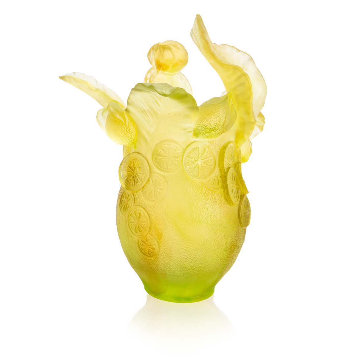 Daum Frances製 
琥珀色の動物彫刻 Fleur de Paon Large Gilded Vase – Daum Inc