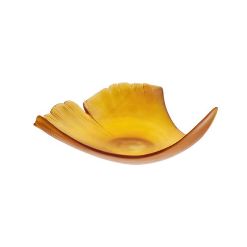 Large Ginkgo Leaf Bowl in Amber
