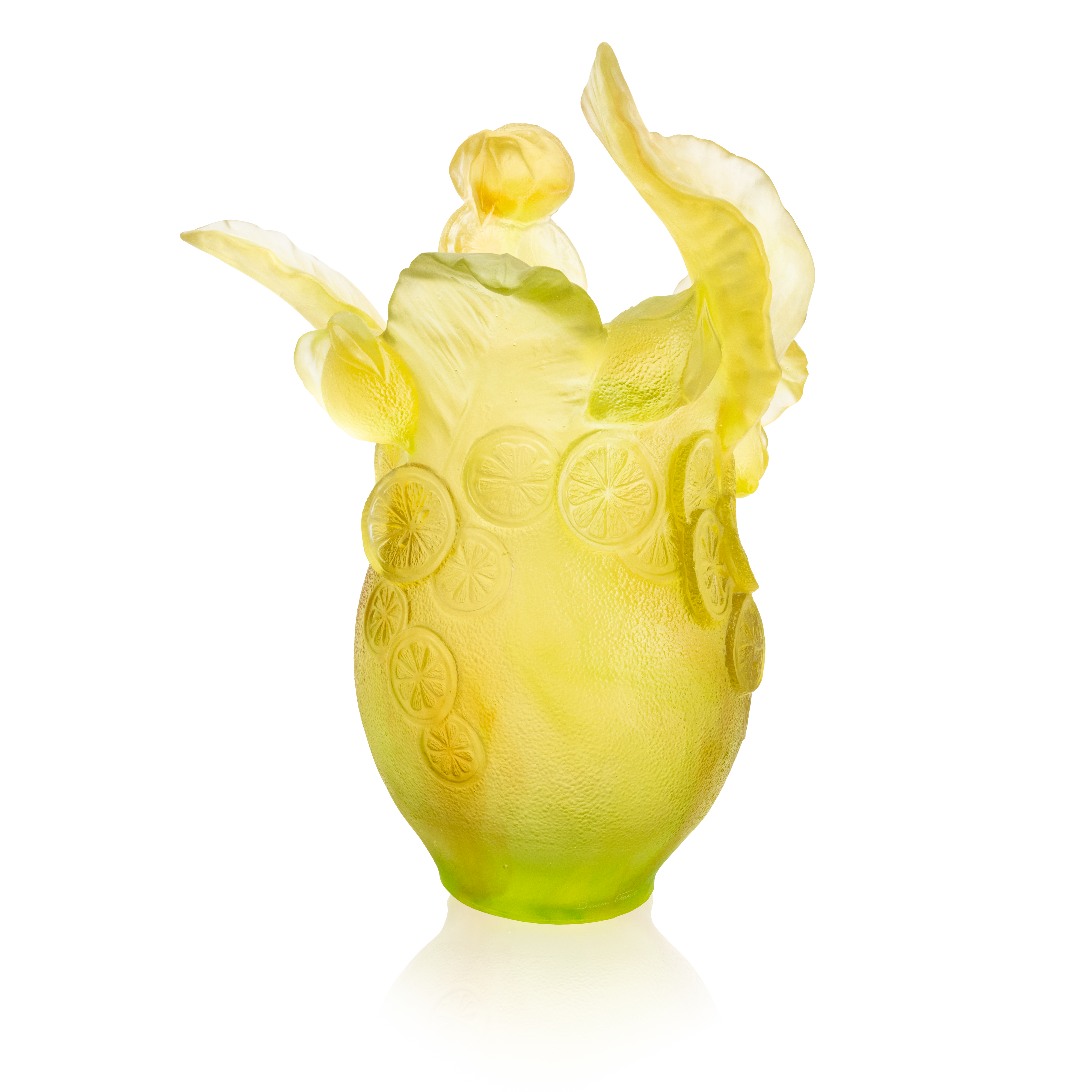 Daum Frances製 
琥珀色の動物彫刻 Fleur de Paon Large Gilded Vase – Daum Inc