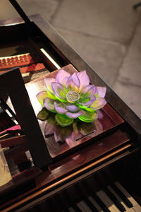 Green Pink Decorative Flower - Jardin de Lotus