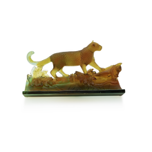 Load image into Gallery viewer, Tropical Leopard Pencil Holder in Amber &amp; Green