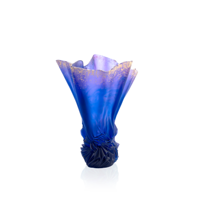 Large Midnight Blue Gilded Draped Vase Croisiere