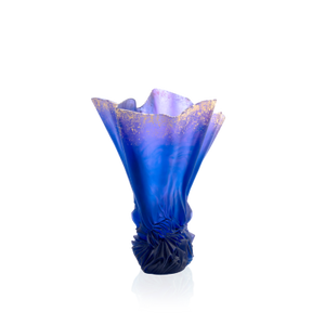 Large Midnight Blue Gilded Draped Vase Croisiere