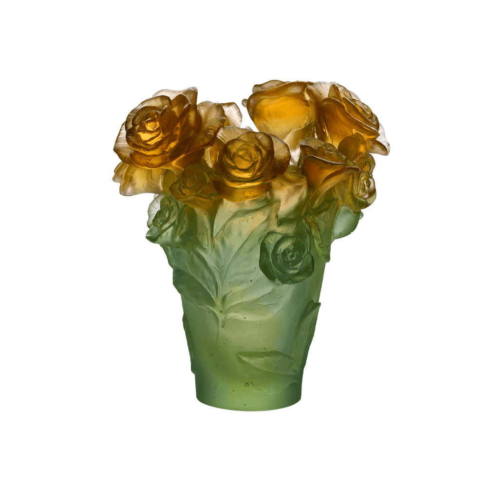 Small Rose Passion Vase in Green & Orange