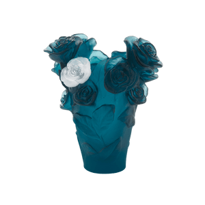 Small Rose Passion Vase in Blue with White Rose