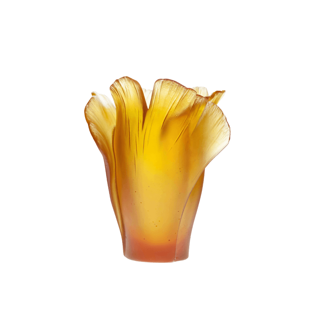 Medium Ginkgo Vase in Amber – Daum Inc