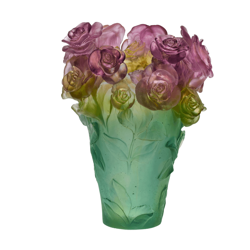 Rose Passion Vase in Green & Pink