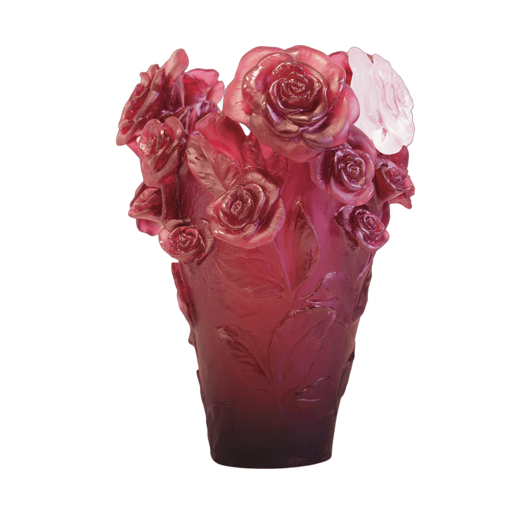 daumフラワーベース Rose Passion Vase in Red with White Flower 375 ex – Daum Inc