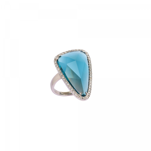 Éclat de Daum Crystal Ring in Celadon Blue