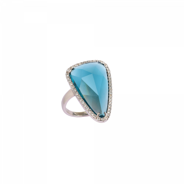 Éclat de Daum Crystal Ring in Celadon Blue