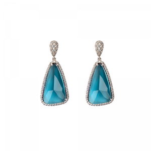 Éclat de Daum Crystal Earrings in Celadon Blue