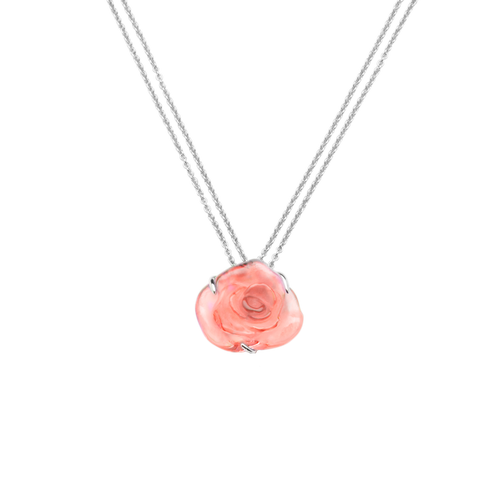 Rose Passion Crystal Necklace in Pink/Silver