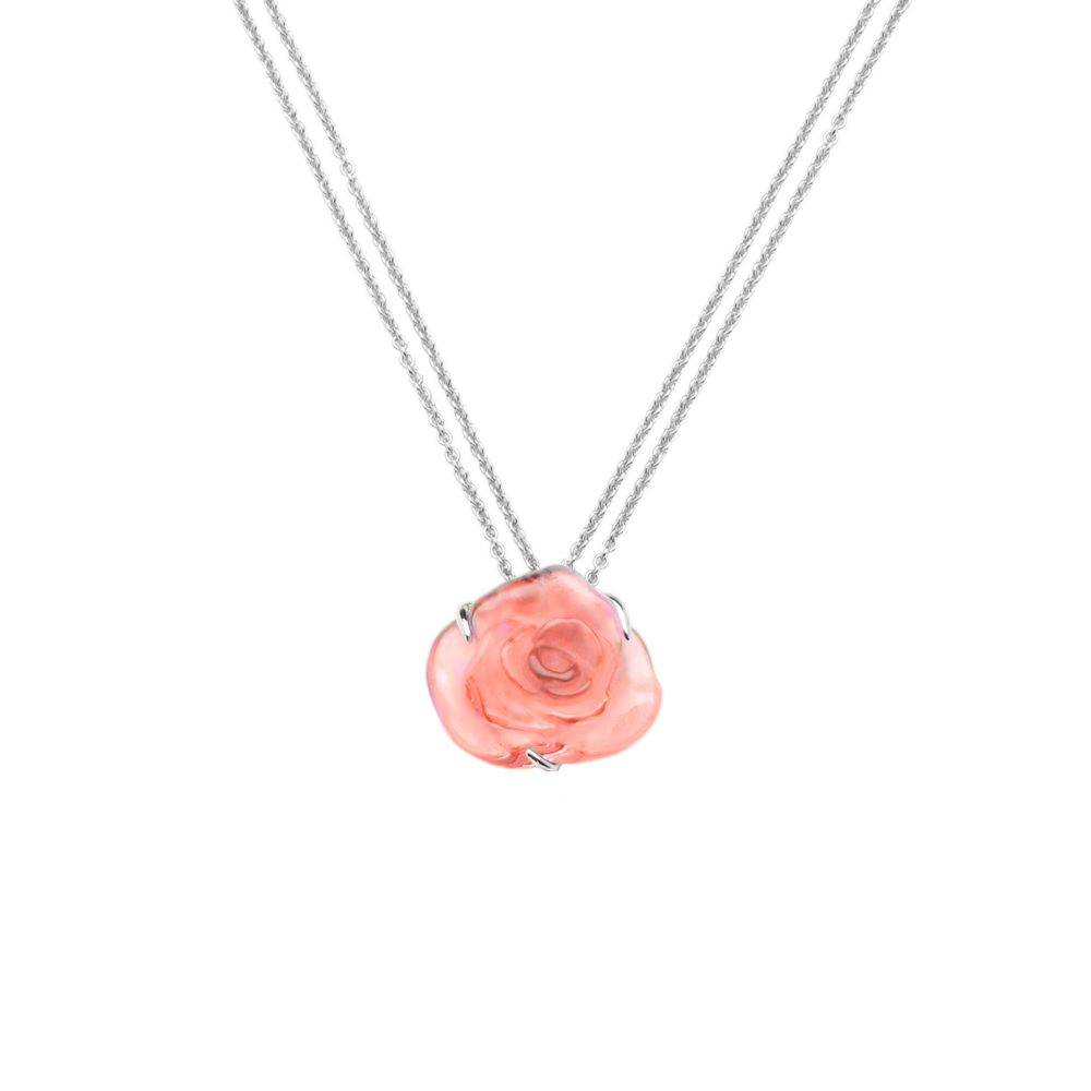 Rose Passion Crystal Necklace in Pink/Silver