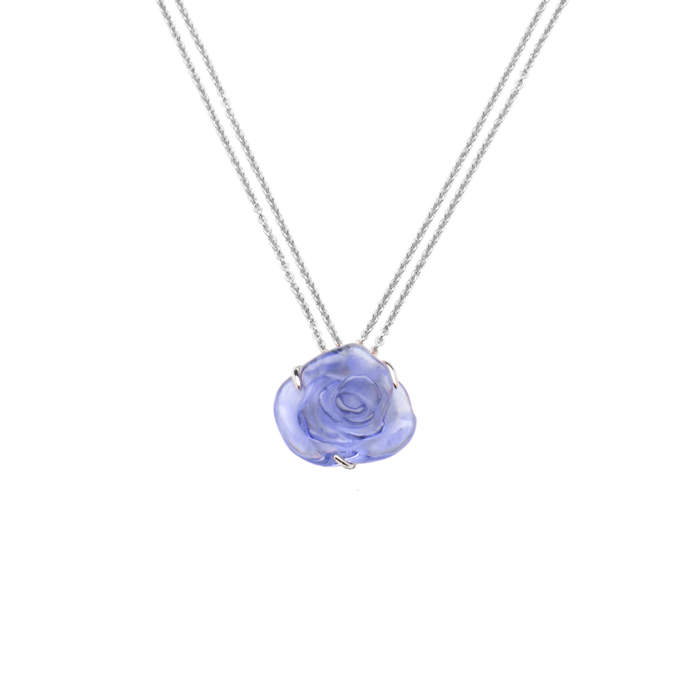 Rose Passion Crystal Necklace in Blue