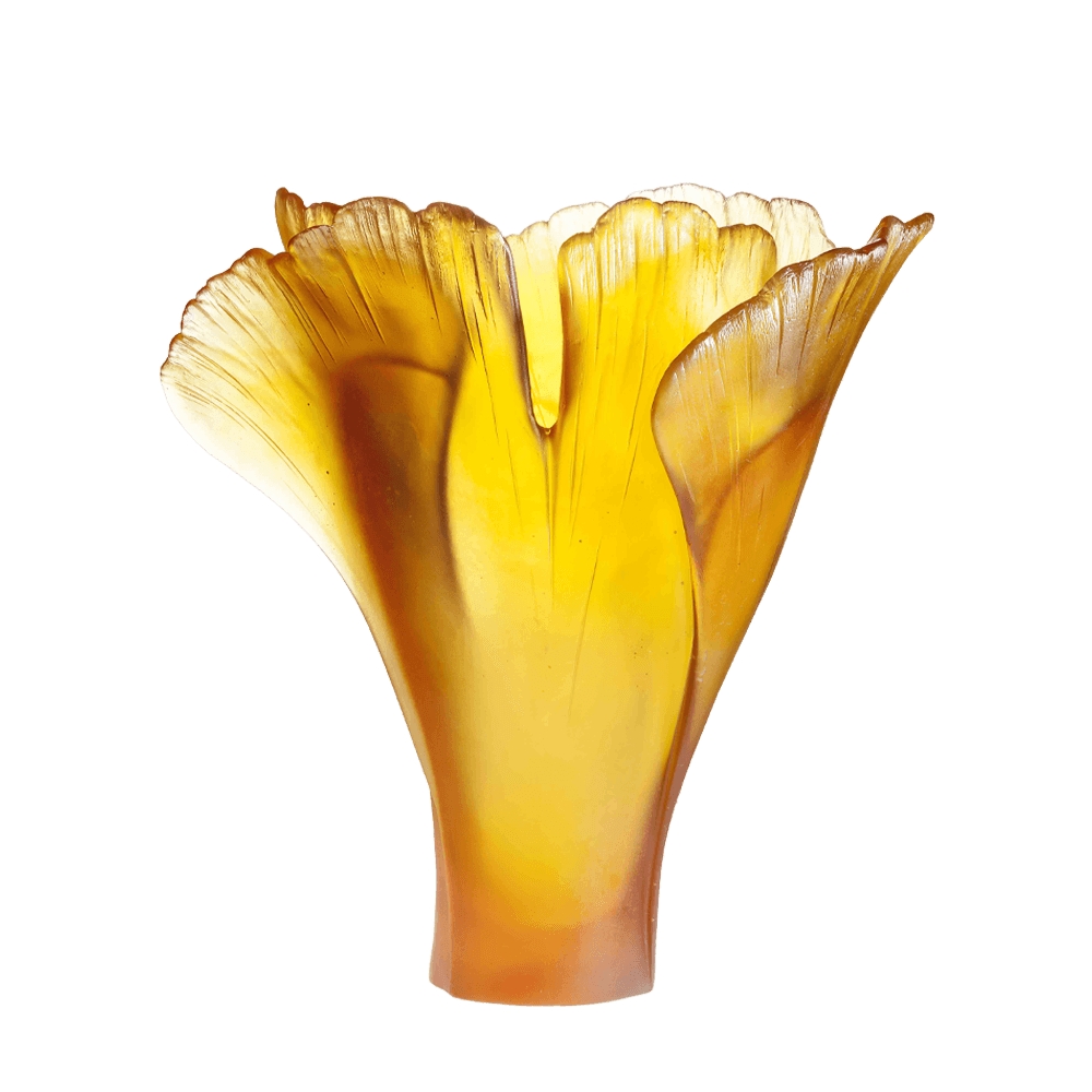 Large Ginkgo Vase in Amber