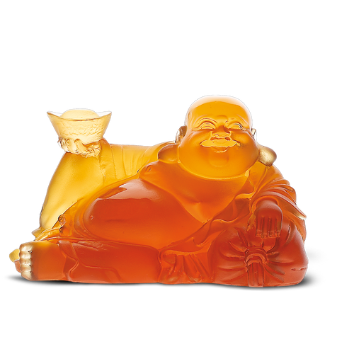 Happy Buddha in Amber
