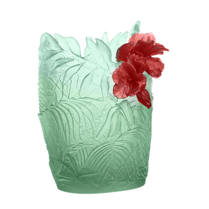 Large Hibiscus Vase in Light Green & Red 99 ex