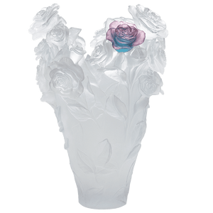 Magnum Rose Passion Vase in White with Green & Pink Flower 50 ex