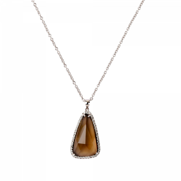 Éclat de Daum Crystal Pendant Necklace in Amber