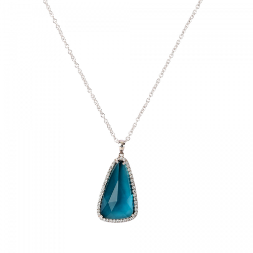 Éclat de Daum Crystal Pendant Necklace in Celadon Blue