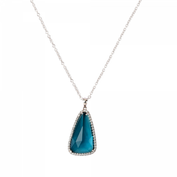 Éclat de Daum Crystal Pendant Necklace in Celadon Blue