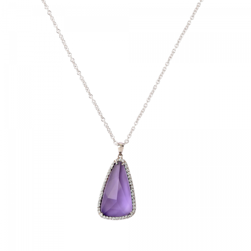 Éclat de Daum Crystal Pendant Necklace in Violet