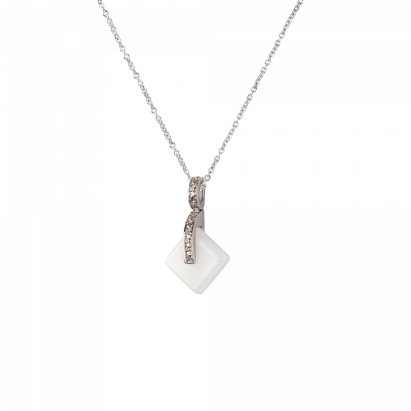 Eclipse Crystal Simple Pendant Necklace in White