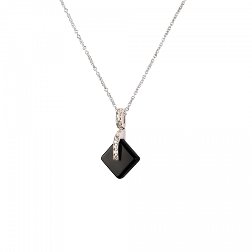 Eclipse Crystal Simple Pendant Necklace in Black
