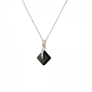 Eclipse Crystal Simple Pendant Necklace in Black