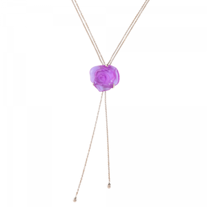 Rose Passion Crystal Sautoir Necklace in Ultraviolet/Silver