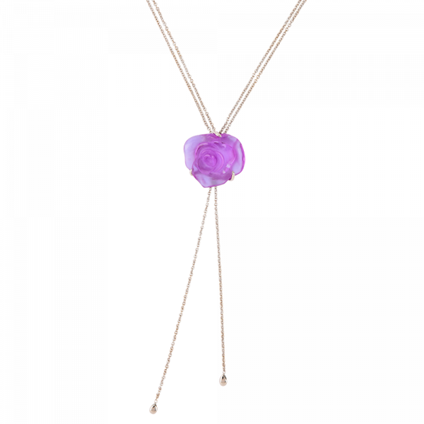 Rose Passion Crystal Sautoir Necklace in Ultraviolet/Silver