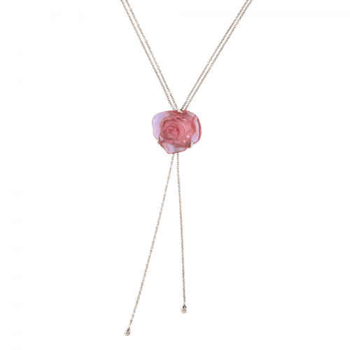 Rose Passion Crystal Sautoir Necklace in Pink/Silver