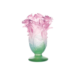 Small Roses Vase in Green & Pink