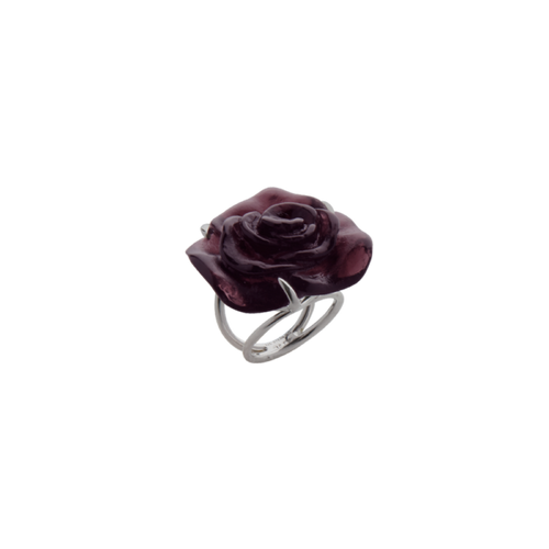 Rose Passion Crystal Ring in Black