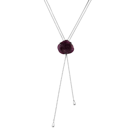 Rose Passion Crystal Sautoir Necklace in Black